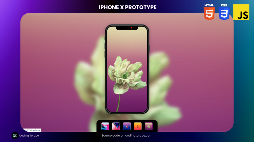 IPhone X Design using HTML, CSS and JavaScript