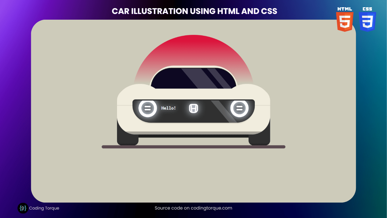 Car illustration using HTML and CSS