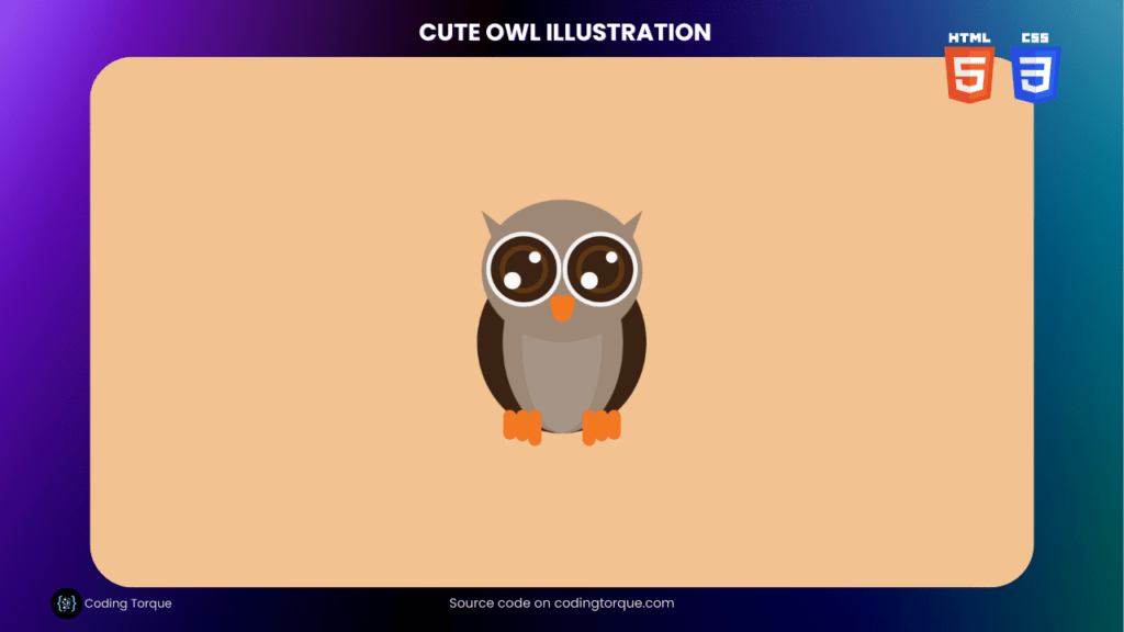 Cute Owl Illustration using HTML and CSS