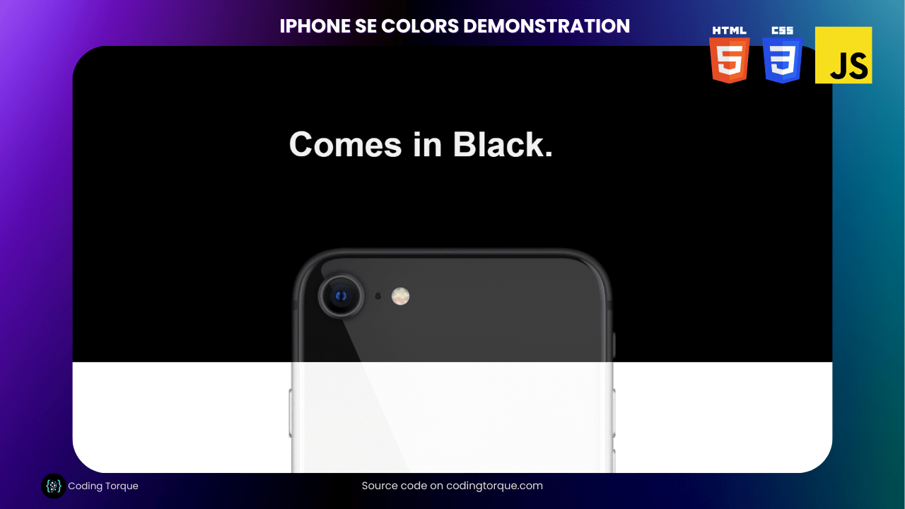IPhone SE Colors Demonstration using HTML CSS and JavaScript
