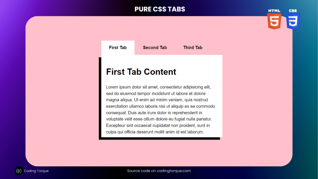 Tabs using Pure HTML and CSS