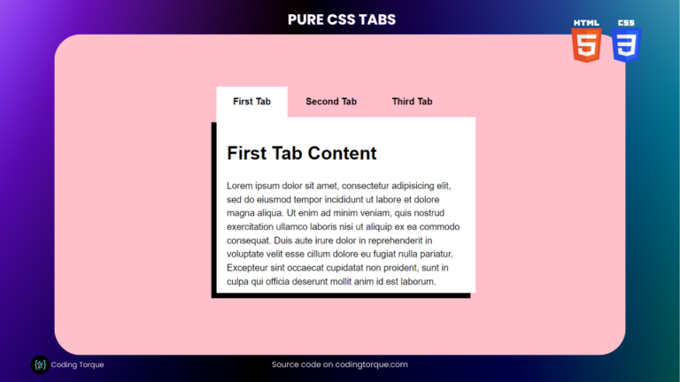 Tabs using Pure HTML and CSS