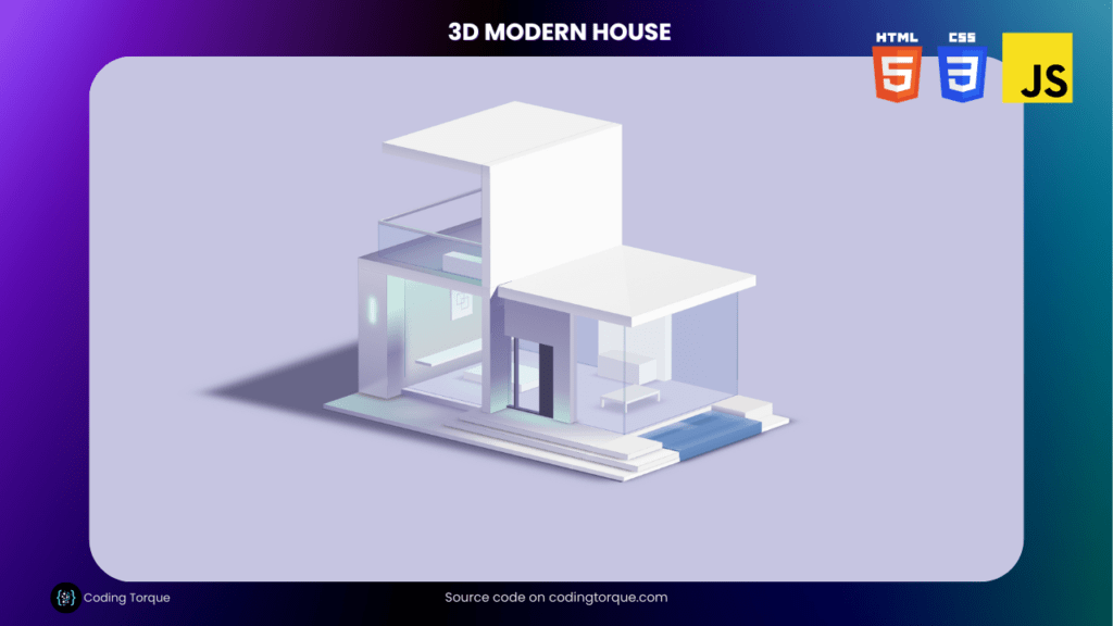 3D Modern House using HTML CSS and JavaScript