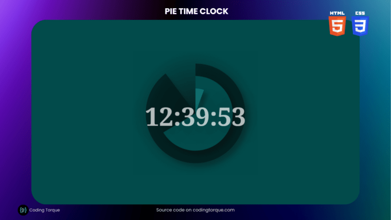 Pie Time Clock using HTML CSS and JavaScript