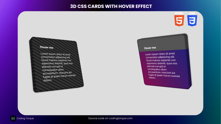 3D CSS Cards with Hover Effect