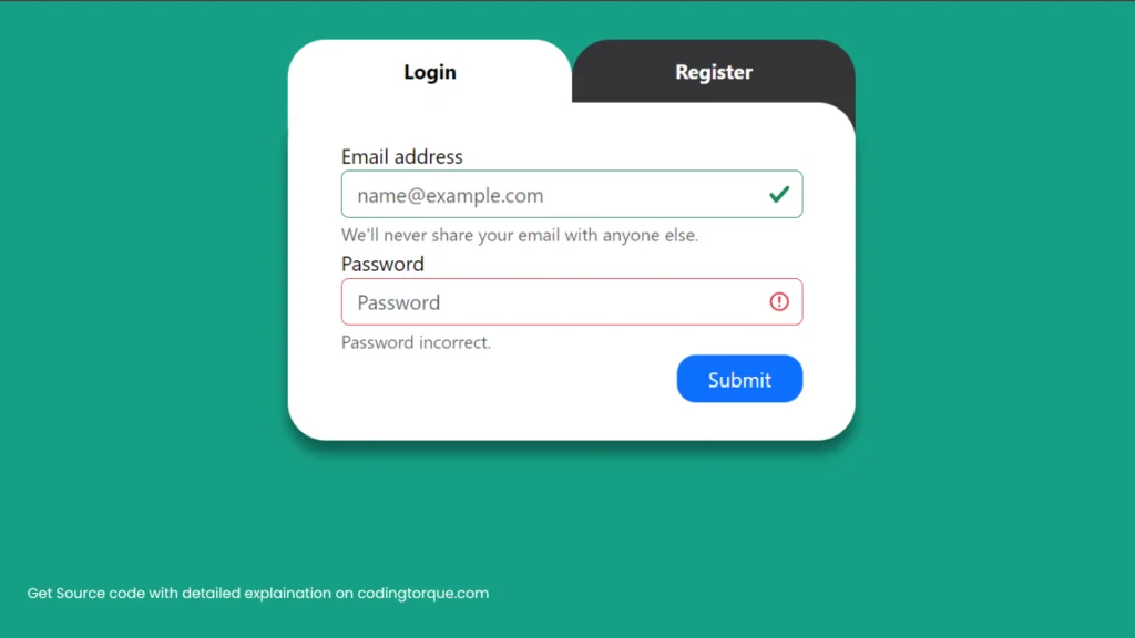Login Form with Nav Tabs using HTML and CSS