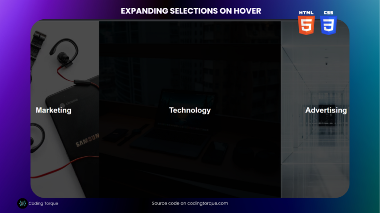 Expanding Selections on hover using HTML and CSS