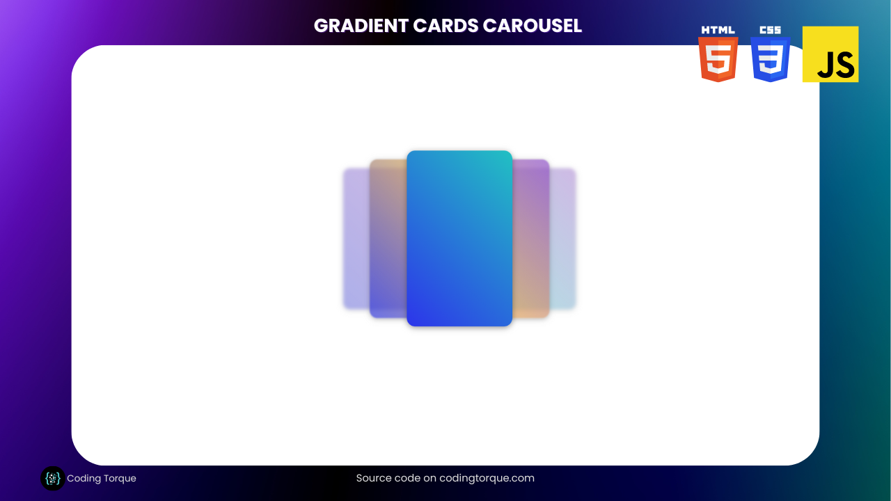 Gradient Cards Carousel using HTML CSS and JavaScript