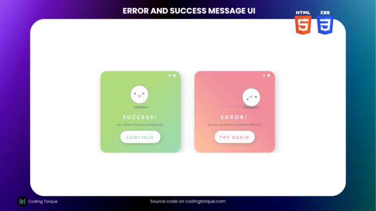 Error and Success Message UI using HTML and CSS