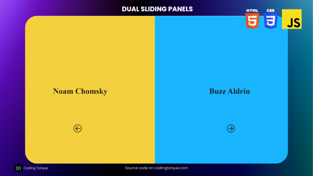Dual Sliding Panels using HTML CSS and JavaScript