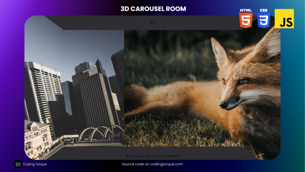 3D Carousel Room using HTML CSS and JavaScript