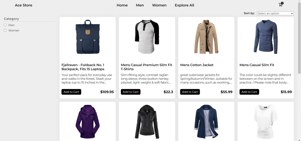 Ace Clothing Ecommerce Website built with React.js » Coding Torque